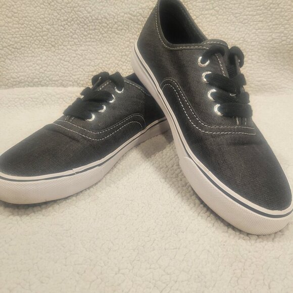 Levi's Women's Dark Gray/Black Denim Sneakers - Side Trademark Logo - Size 6.5 - Picture 4 of 8